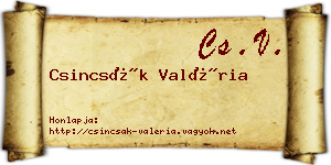 Csincsák Valéria névjegykártya